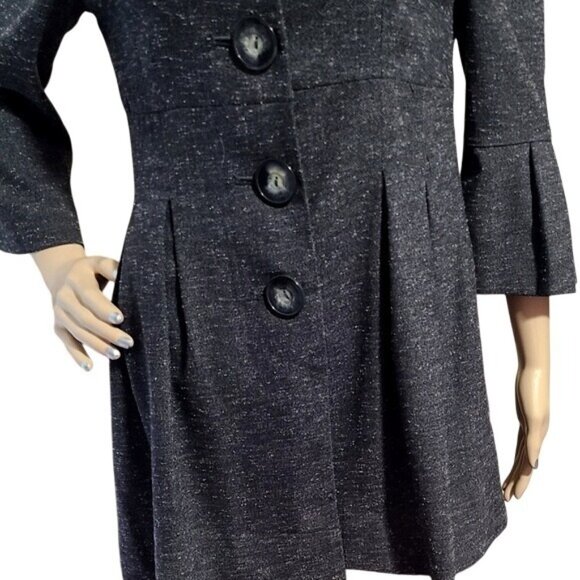 A. Byer Vintage Charcoal Gray Textured Coat Dress L Buttons Women's M Soft Girl - Picture 5 of 9